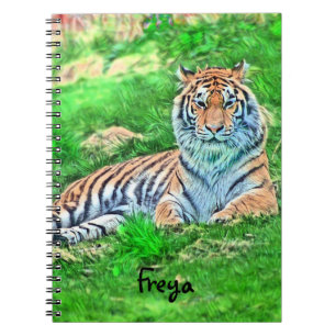 Amur Tiger in green Spiral notebook