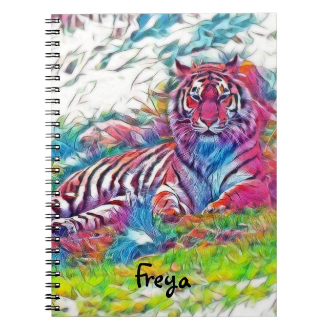 Amur Tiger in pink Spiral notebook (Front)