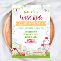 Amusement park birthday invitation