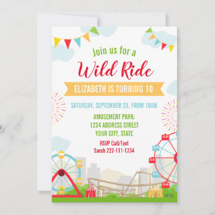 Amusement park birthday invitation