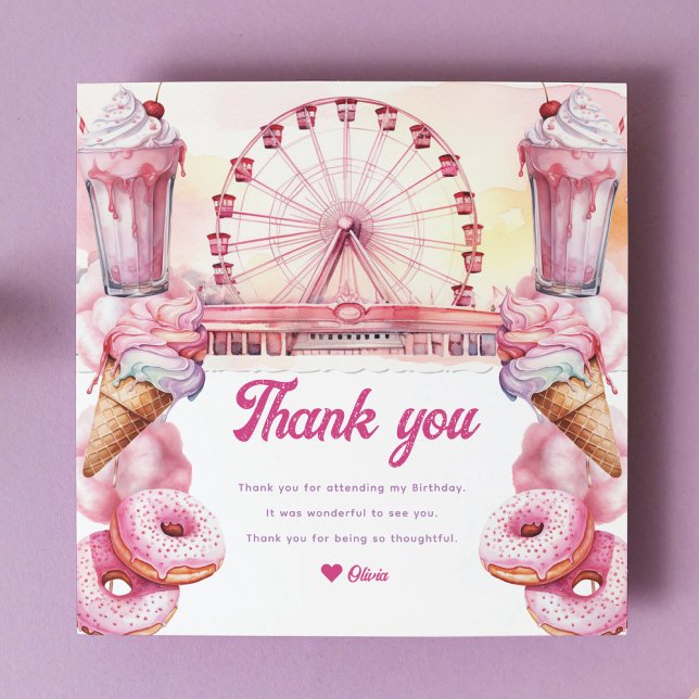 Amusement Park Birthday Thank You Card (Creator Uploaded)
