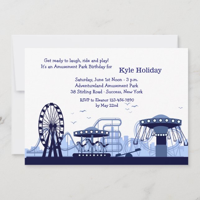Amusement Park (Blue) Invitation (Front)