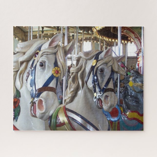 Amusement Park Carousel Horses Jigsaw Puzzle (Horizontal)
