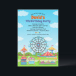 Amusement Park Funfair Childs Birthday Party Invitation<br><div class="desc">Get ready for a wild ride at a child's birthday party held at an amusement park,  theme park,  or funfair. Rides are rendered in a simplistic format perfect for a younger child celebrating their birthday at a theme park or carnival on a bright summer day. Available with matching products.</div>