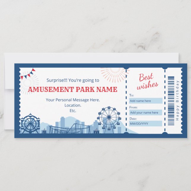 Amusement park Gift Certificate Invitation (Front)
