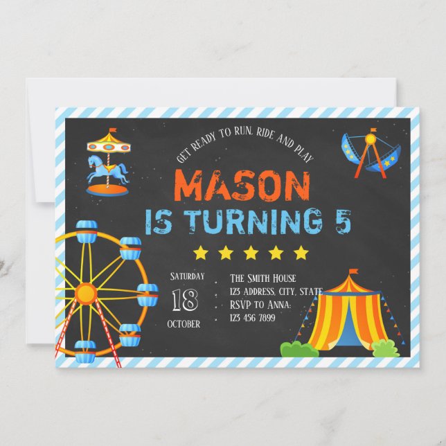 Amusement park party invitation (Front)