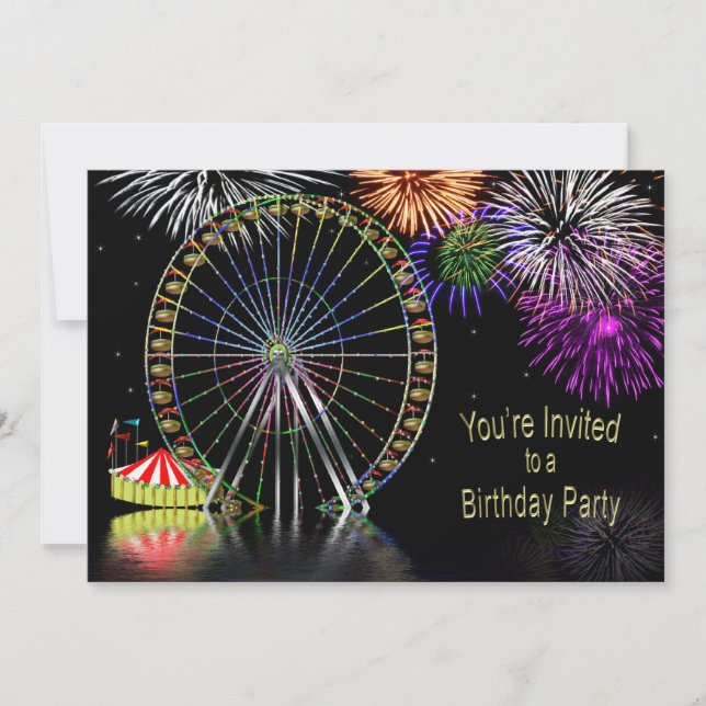 AMUSEMENT PARK THEME BIRTHDAY INVITATION (Front)