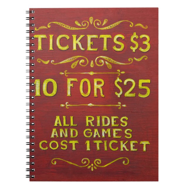 Amusement - Tickets 3 Dollars Notebook (Front)