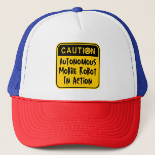 Amusing Autonomous Mobile Robot In Action  Trucker Hat