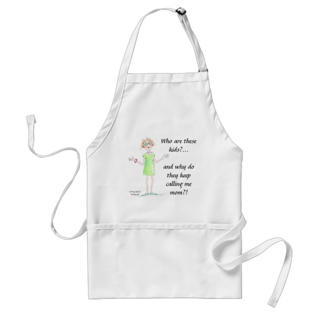 Amusing Cartoon Mother Asks "who are these kids?" Standard Apron (Front)