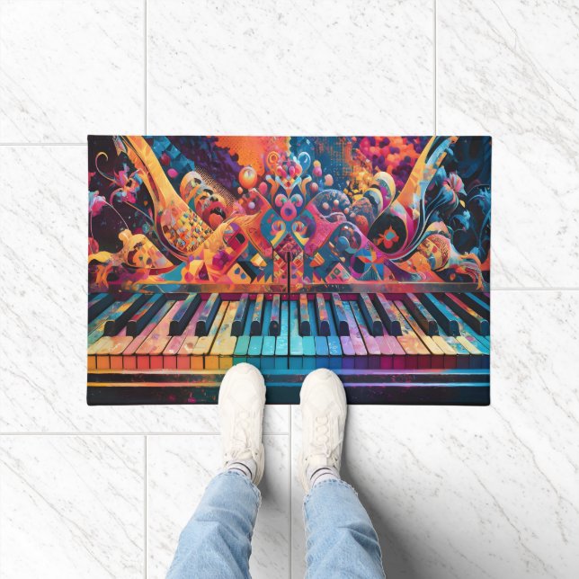 Amusing Colourful Piano Key Design  Doormat (Indoor)