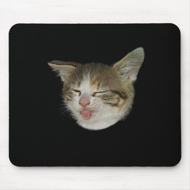 Amusing face of nice kitten which grimaces mouse pad (Front)