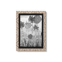 Amusing Flowers and Stems Black-White