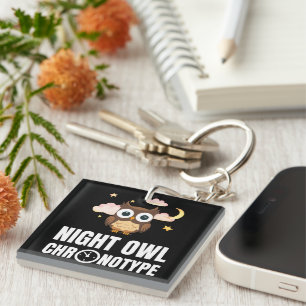 Amusing Night Owl Chronotype Key Ring