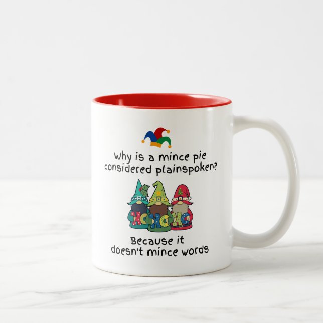 Amusing Plainspoken Mince Pie Joke Two-Tone Coffee Mug (Right)
