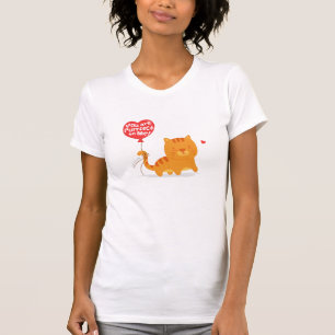 Amusing Pun Love Humour Cute Kitty Cat Cartoon T-Shirt