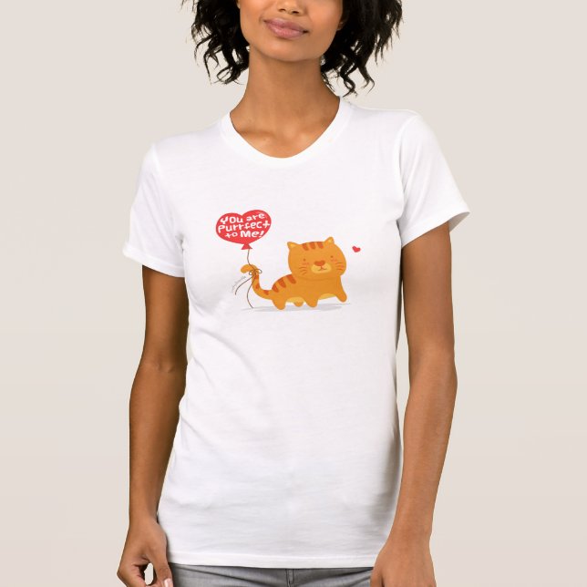 Amusing Pun Love Humour Cute Kitty Cat Cartoon T-Shirt (Front)