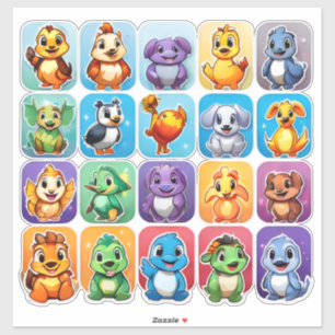Amusing set of cartoon animal stickers