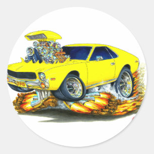AMX Yellow Car Classic Round Sticker