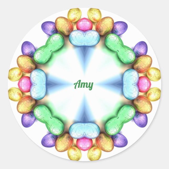 AMY ~ EASTER WOW! Pretty Eggs for Easter Giving ~ Classic Round Sticker (Front)