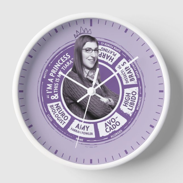 Amy Farrah Fowler Info Graphic Clock (Front)