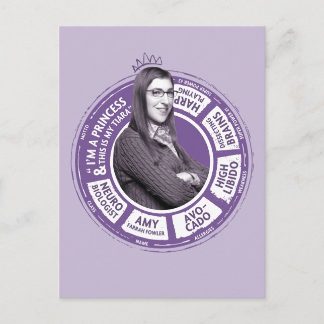 Amy Farrah Fowler Info Graphic Postcard (Front)