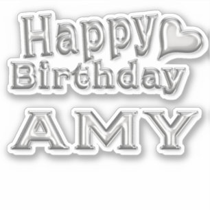 Amy Happy Birthday silver Sticker