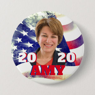 Amy Klobuchar Portrait in Red, Blue and White 7.5 Cm Round Badge