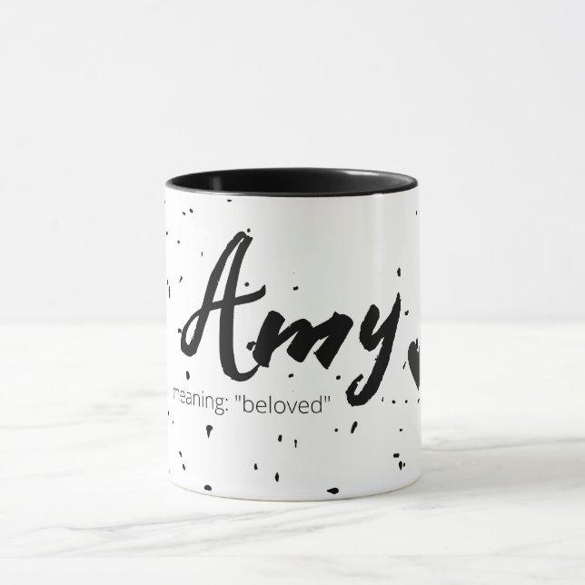 Amy Name Meaning Womens Mug Minimal Black White  (Center)