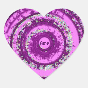 AMY ~ Purple Silver Pattern ~ Personalised Valenti Heart Sticker