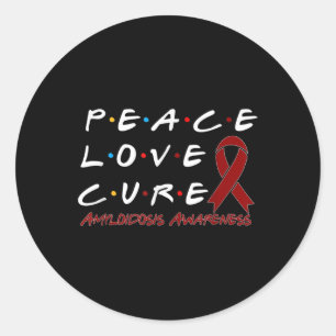 Amyloidosis Awareness Peace Love Cure Classic Round Sticker