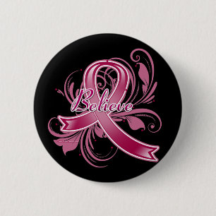 Amyloidosis Believe Flourish Ribbon 6 Cm Round Badge