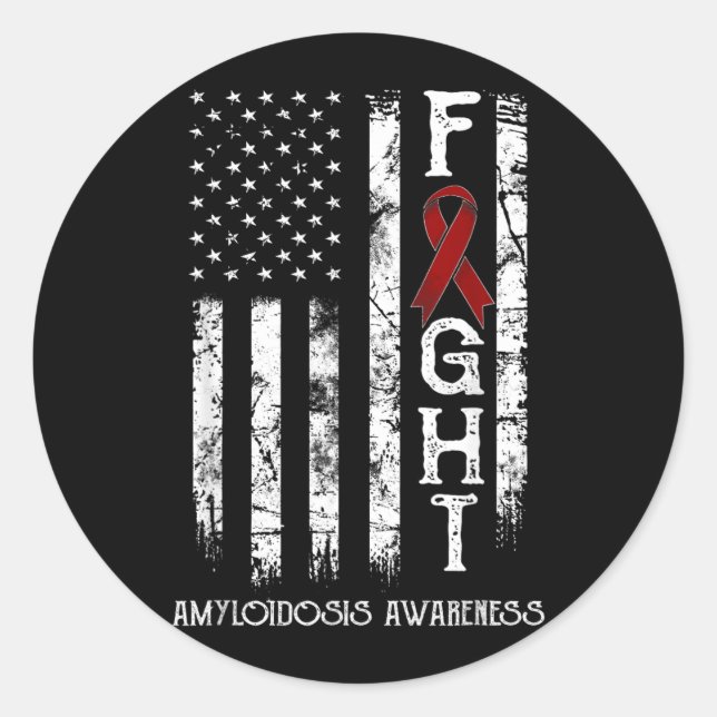 Amyloidosis Warrior Us Flag Classic Round Sticker (Front)