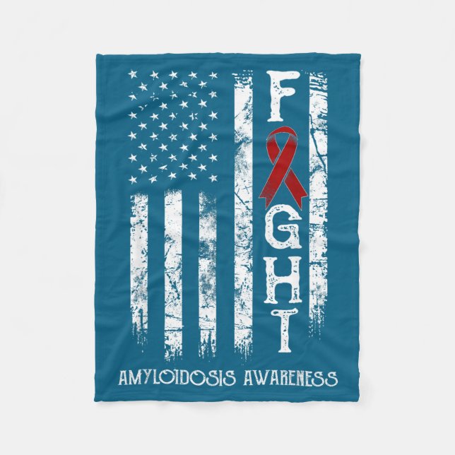 Amyloidosis warrior us flag Design Fleece Blanket (Front)