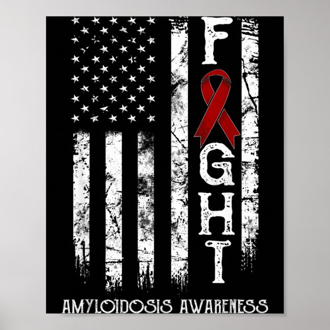 Amyloidosis warrior us flag Illustration Poster (Front)