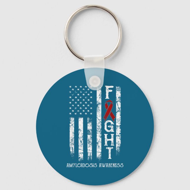 Amyloidosis warrior us flag key ring (Front)