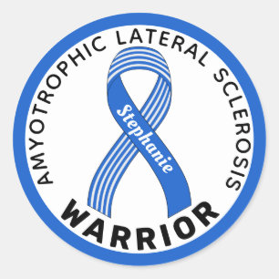 Amyotrophic Lateral Sclerosis Warrior Ribbon White Classic Round Sticker