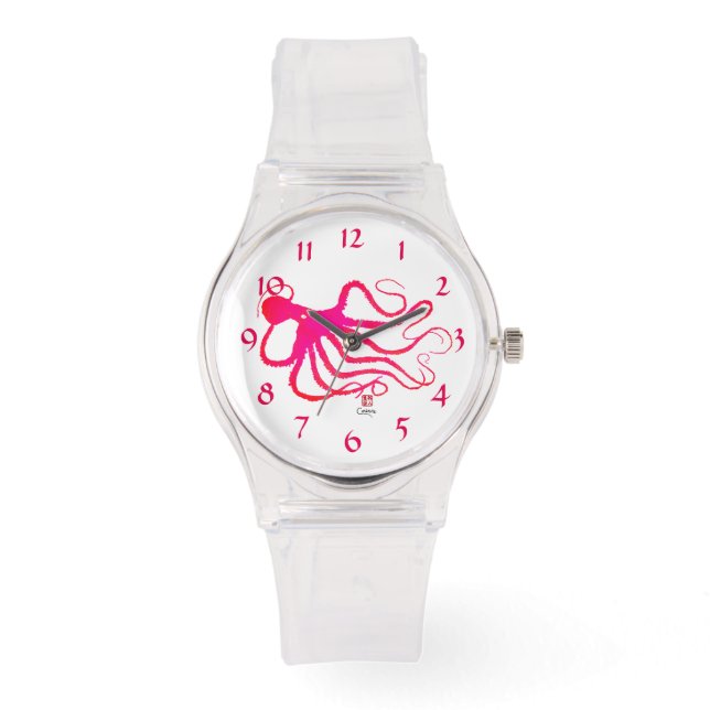 Amy's Octopus - Sporty Pink Silicon Watch (Front)