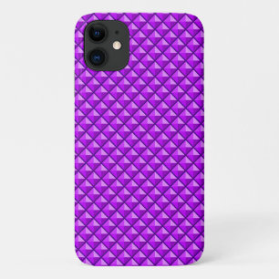 Amythyst purple, enamel look, studded grid iPhone 11 case