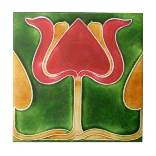 AN062 Art Nouveau Reproduction Antique Tile (Front)