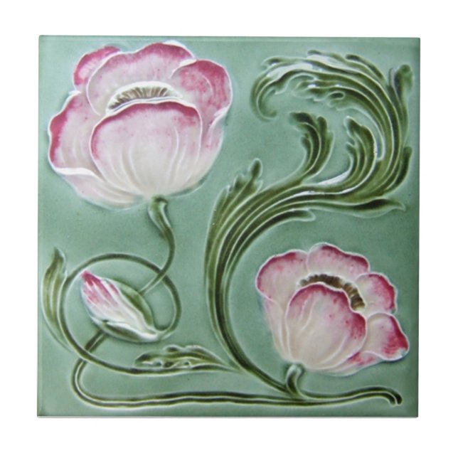 AN075 Art Nouveau Reproduction Antique Tile (Front)