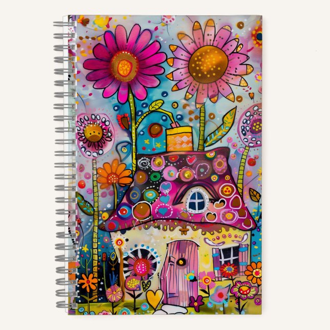 *~* AN1  Floral Fantasy Art  Whimsical COTTAGE Notebook (Front)