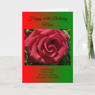 An 80th Birthday Card For A Mother - Rose