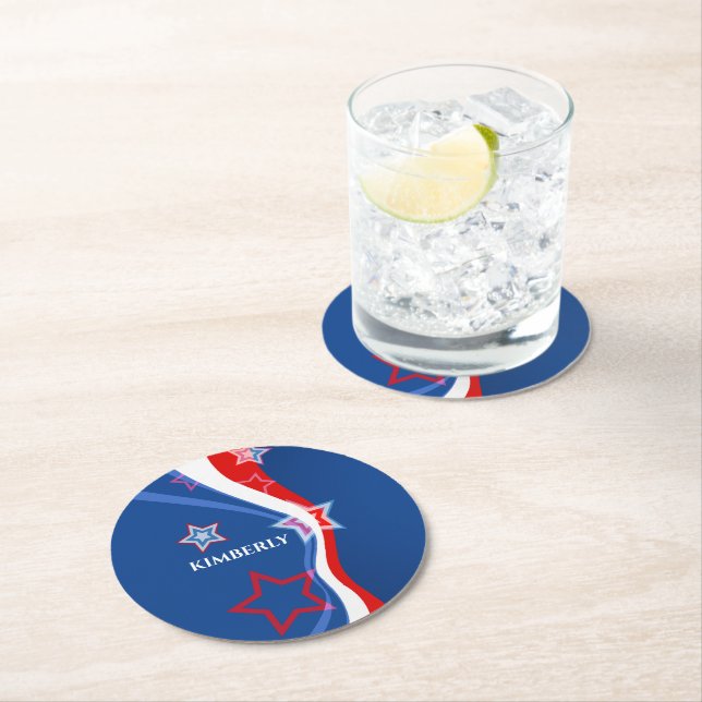 An Abstract American Flag Round Paper Coaster (Insitu)