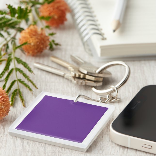 An abstract blend of vibrant purple and pink hues  key ring (Front Right)