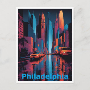 An Abstract Colourful View of Philadelphia  Postcard
