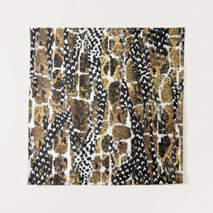 An abstract design that transforms an animal skin tapestry