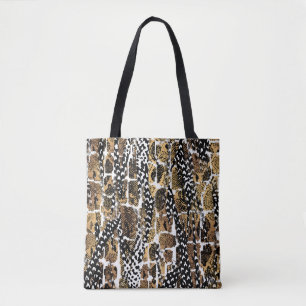 An abstract design that transforms an animal skin tote bag