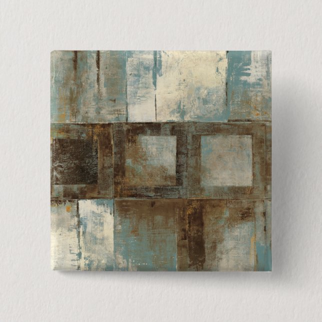 An Abstract in Blue and Brown 15 Cm Square Badge (Front)