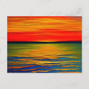 An abstract of a sunset on the ocean postcard
